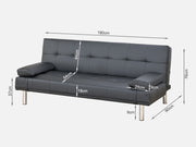 DENVER 3-Seater PU Sofa Bed BLACK