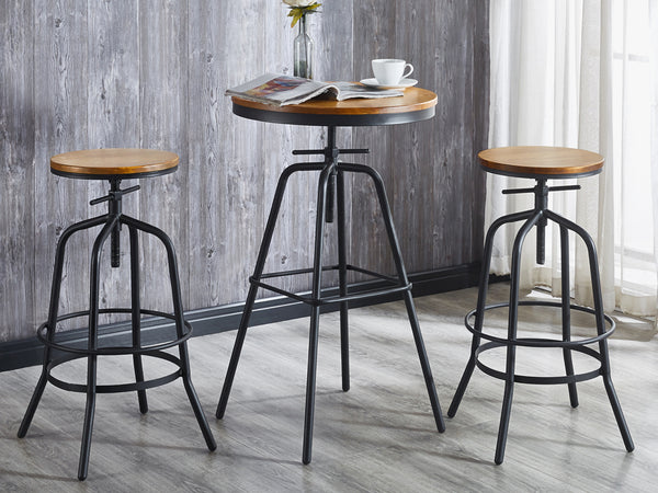 TIA Industrial Swivel Bar Stool - WALNUT