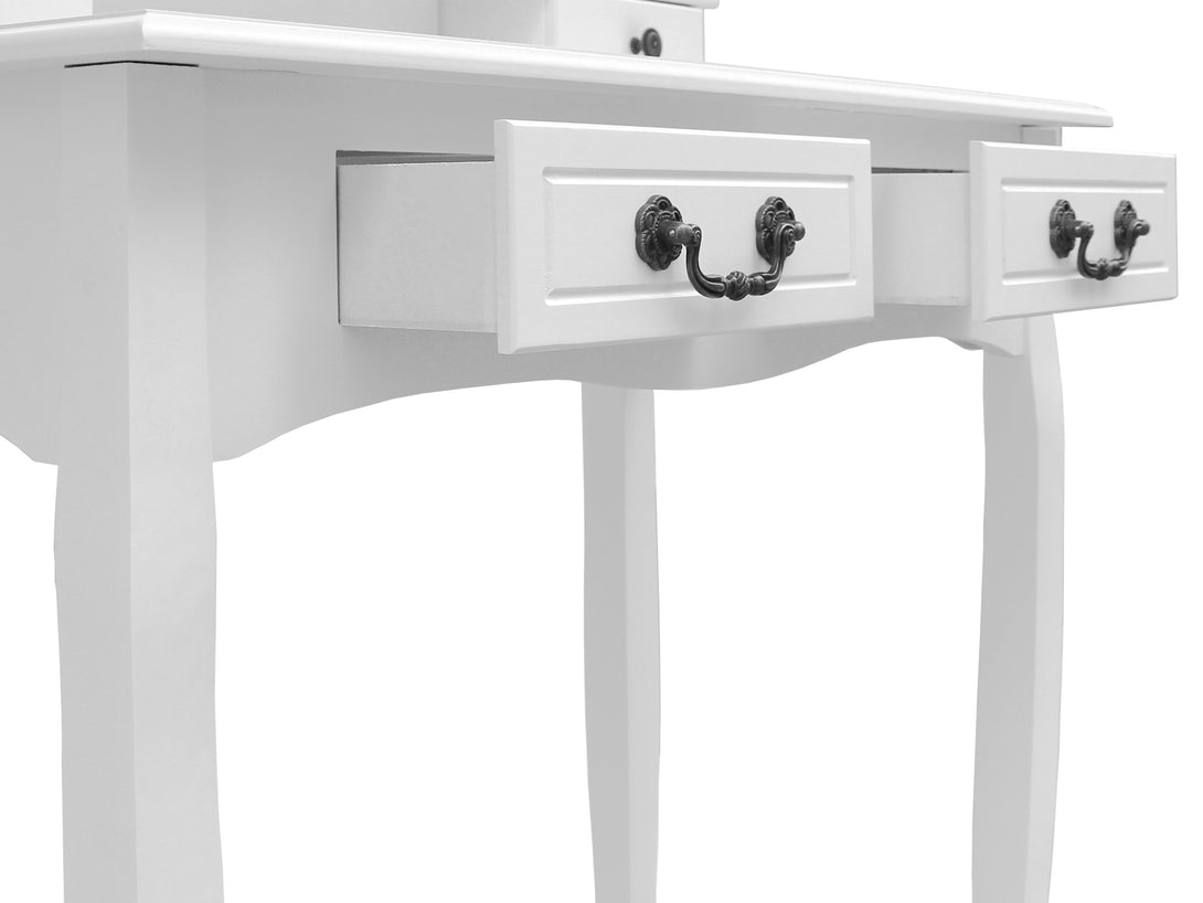 HEPATICA Dressing Table with Tri-folding Mirror Set 2PCS - WHITE