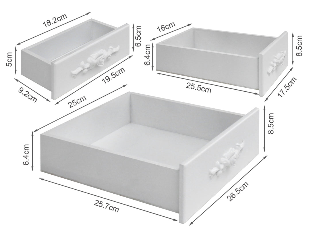 ASTILBE 7 Drawers Dressing Table with Folding Mirror Set 2PCS - WHITE