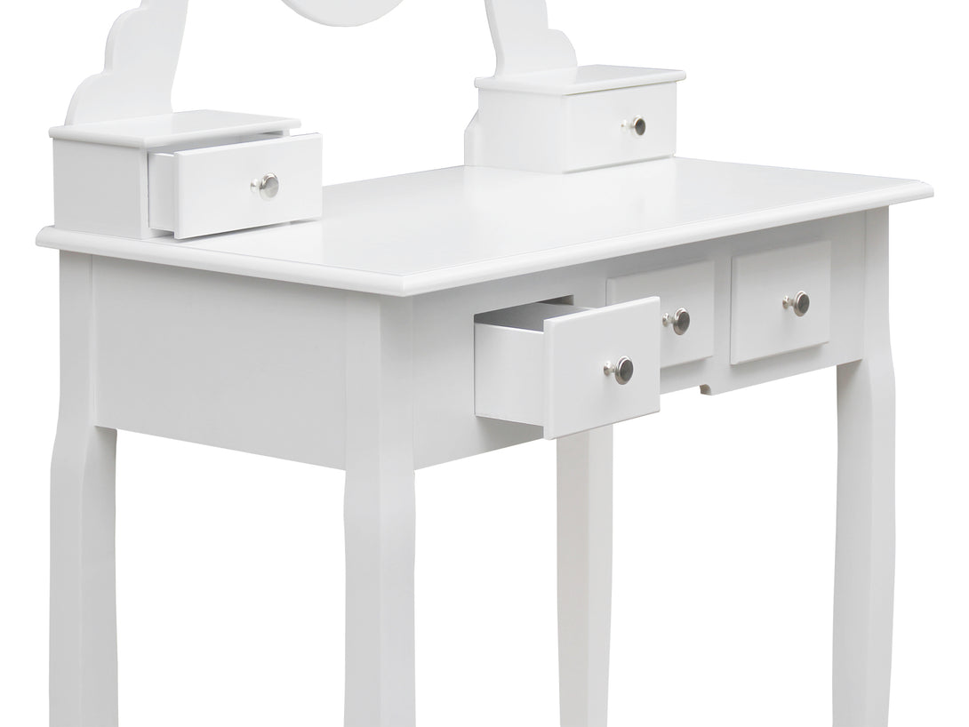 ANEMONE 5 Drawers Dressing Table with Rotating Mirror Set 2PCS - WHITE