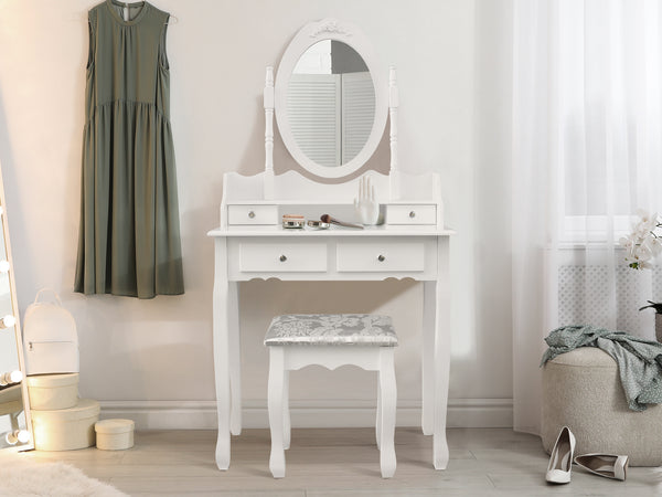 LANTANA 4 Drawers Dressing Table with Rotating Mirror Set 2PCS - WHITE