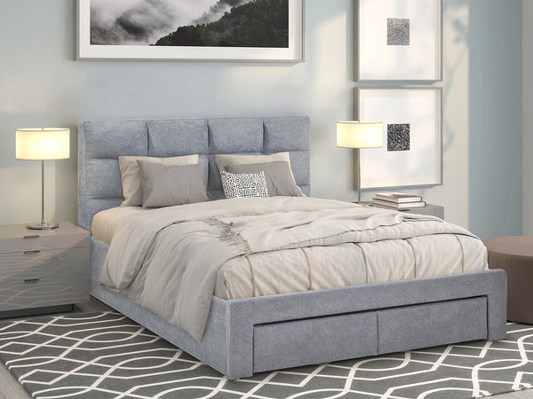 MUSALA King Bed Frame with Storage - DARK GREY