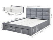 MUSALA King Bed Frame with Storage - DARK GREY