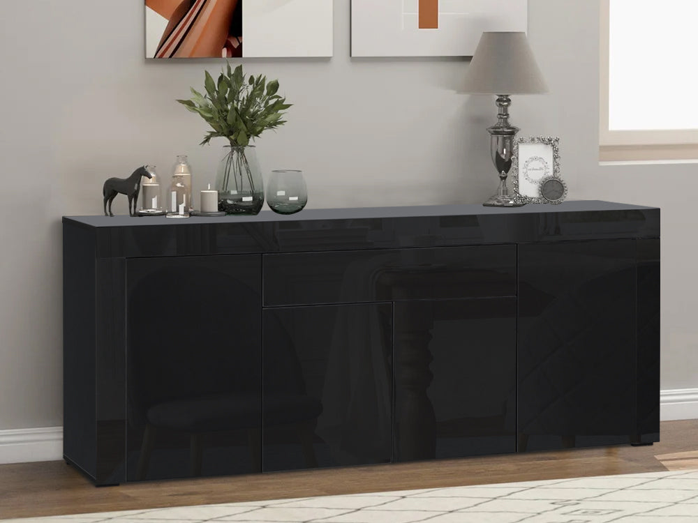 GUIER High Gloss Sideboard Buffet Table - BLACK