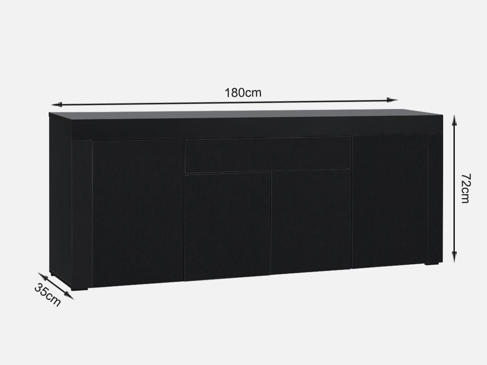 GUIER High Gloss Sideboard Buffet Table - BLACK