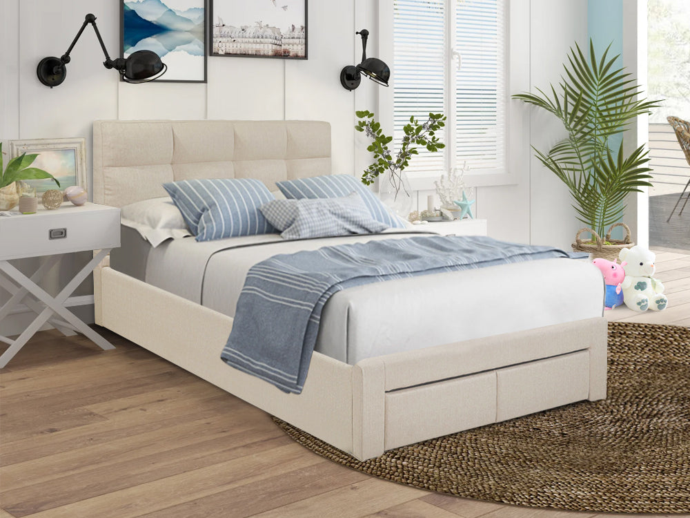 MUSALA Queen Bed Frame with Storage - BEIGE