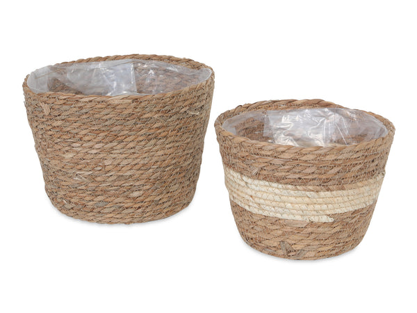 Woven Straw Baskets Indoor Planter Pot 2PCS