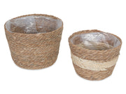 Woven Straw Baskets Indoor Planter Pot 2PCS