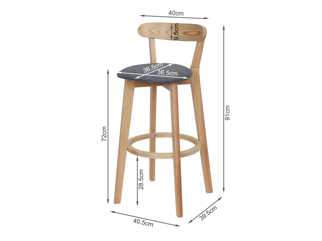 KATE Bar Stool Wooden Barstool GREY