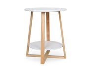 ANDILE Round Coffee Table Side Table - WHITE + OAK