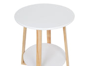 ANDILE Round Coffee Table Side Table - WHITE + OAK