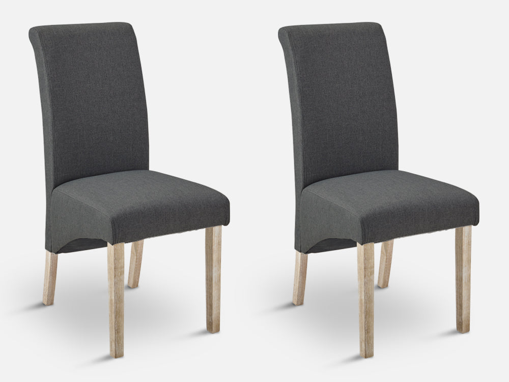 LOLA 2PCS Upholstered Dining Chair - DARK GREY