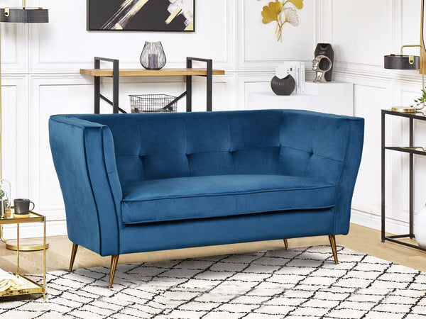 OSLO 2 Seater Velvet Sofa - BLUE