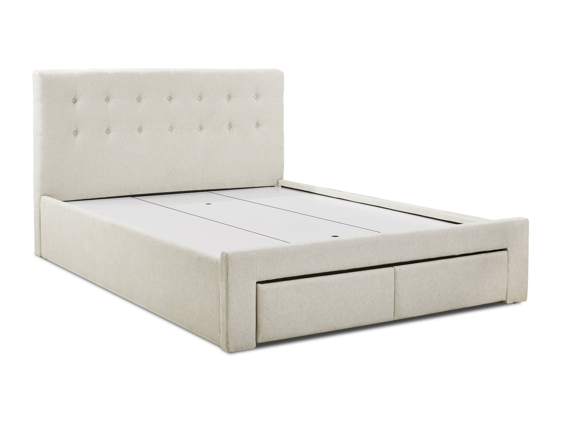 JULIAN Queen Bed Frame with Storage - BEIGE