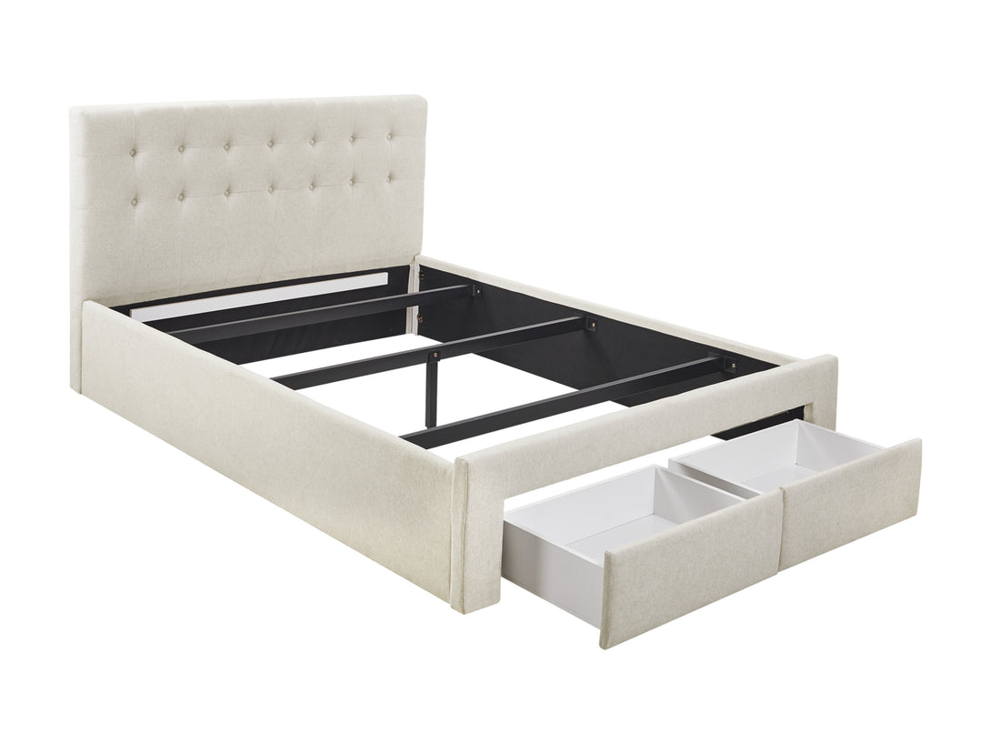 JULIAN Queen Bed Frame with Storage - BEIGE