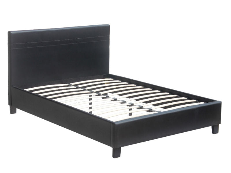 LOGAN Queen PU Bed Frame - BLACK