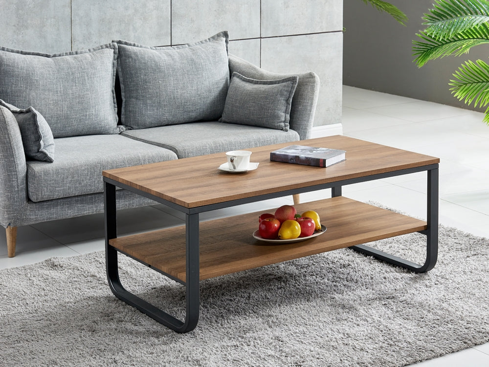 WALLIS Coffee Table 2 Tiers 110cm x 60cm - WALNUT