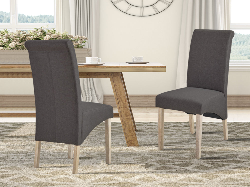 LOLA 2PCS Upholstered Dining Chair - CHARCOAL