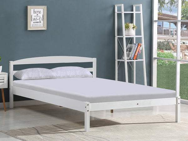 BLANC Double Wooden Bed Frame - WHITE