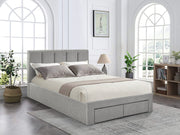 HLOLELA Queen Bed Frame with Storage - LIGHT GREY