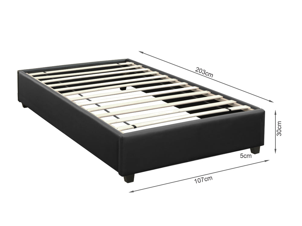 FUJI King Single PU Bed Frame - BLACK