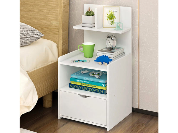 VIVIAN Bedside Table Nightstand - WHITE