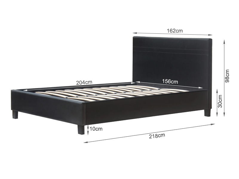 LOGAN Queen PU Bed Frame - BLACK