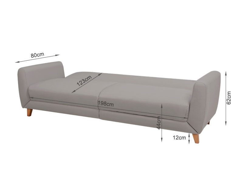 MUNICH 3 Seater Sofa Bed LIGHT GREY