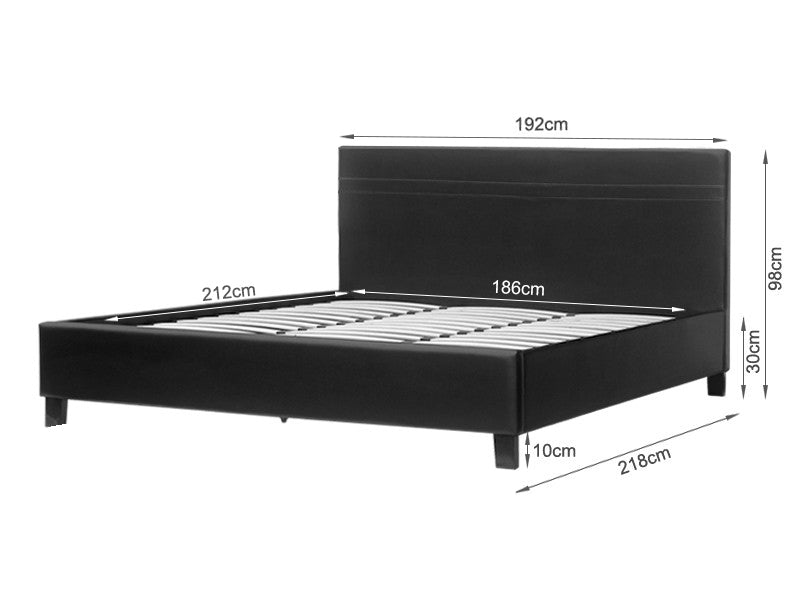 LOGAN Super King PU Bed Frame - BLACK