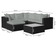 VERONA Rattan Outdoor Sofa Set 7PCS - DARK GREY