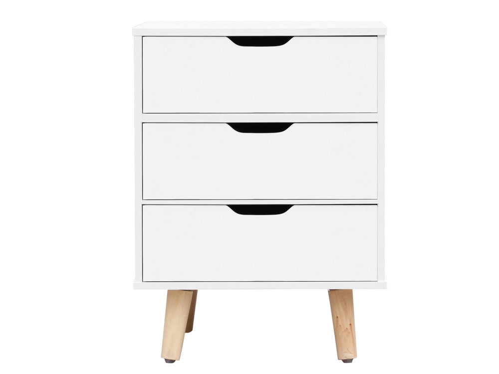 DREW Bedside Table Nightstand - WHITE