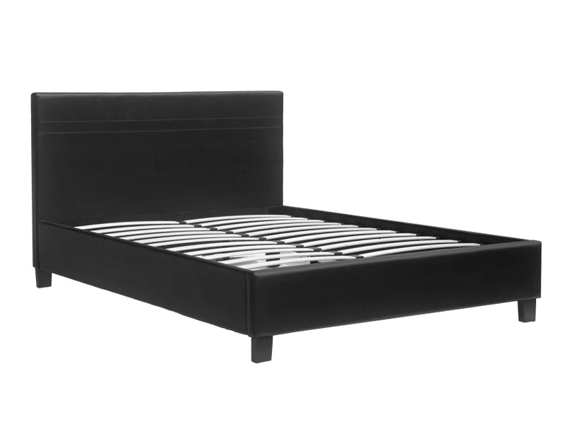 LOGAN Queen PU Bed Frame - BLACK