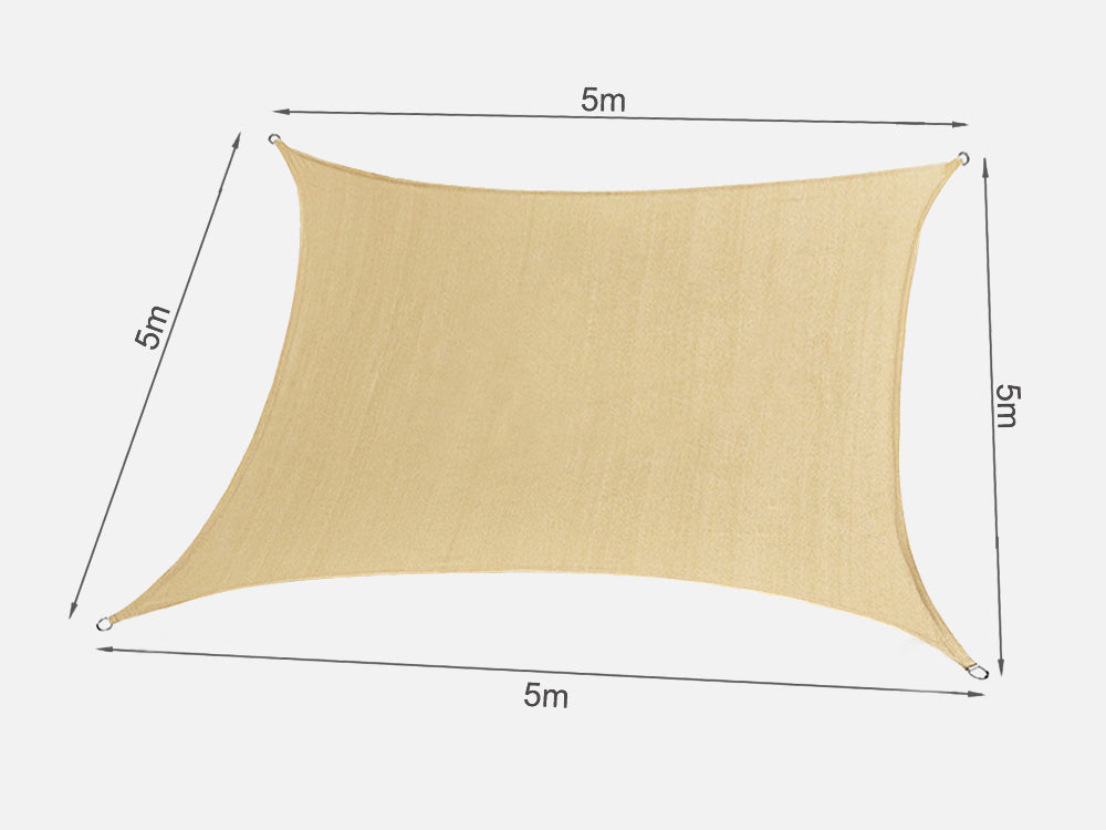 TOUGHOUT Shade Sail Square 5m x 5m - DESERT SAND