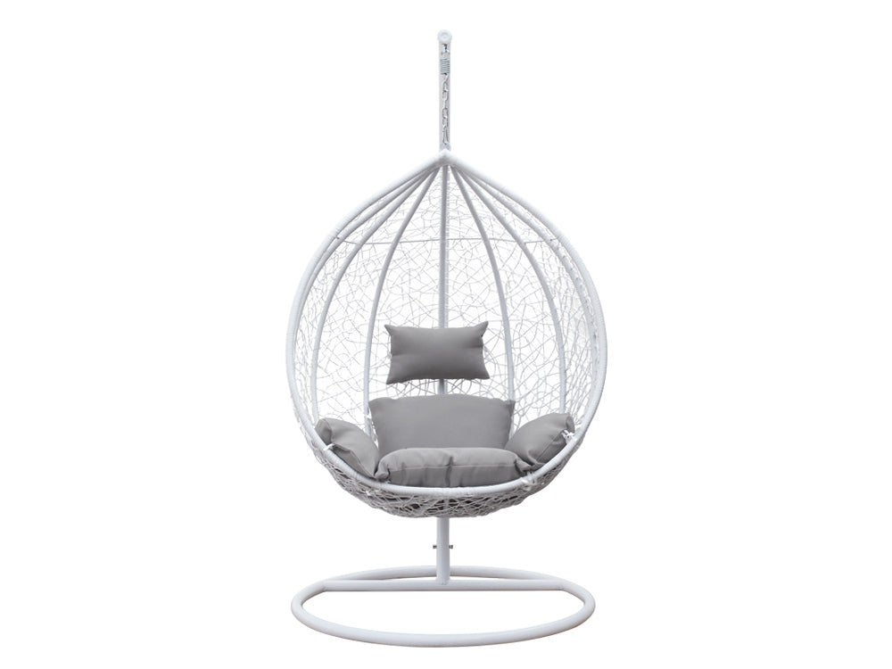 MYKONOS Rattan Outdoor Furniture Egg Swing Hanging Chair - WHITE