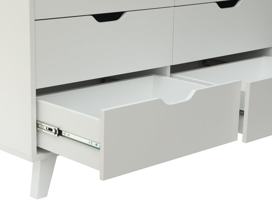 SCHERTZ Wooden Low Boy 6 Drawers - WHITE