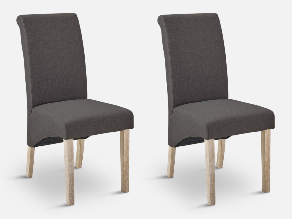 LOLA 2PCS Upholstered Dining Chair - CHARCOAL