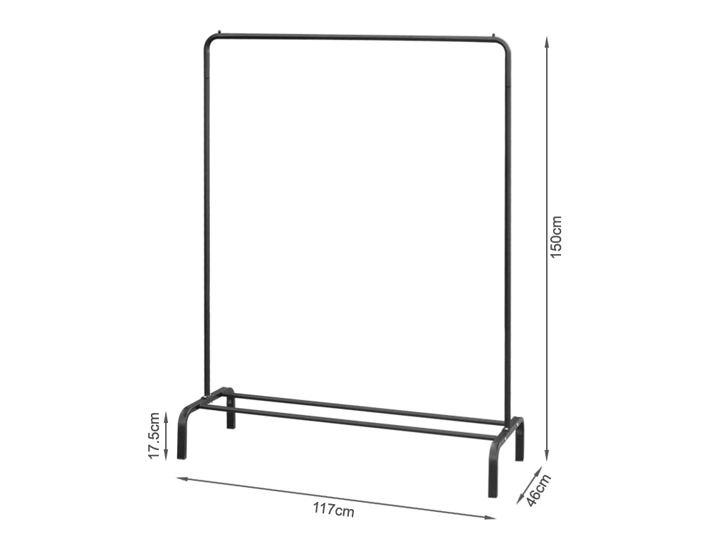 Metal Clothes Rack Organiser Coat Hanger 117x150cm - BLACK