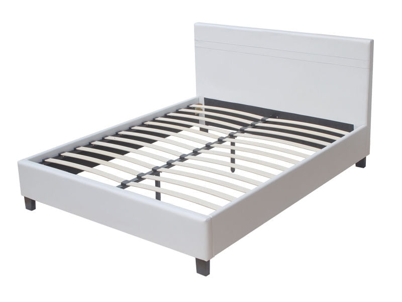 LOGAN Double PU Bed Frame - WHITE