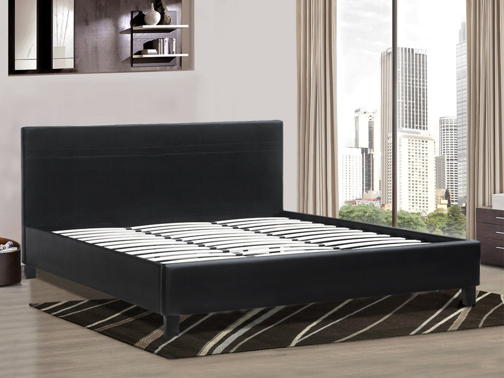 LOGAN Super King PU Bed Frame - BLACK