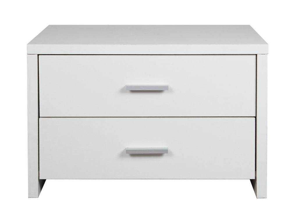 ABEL Bedside Table with 2 Drawer - WHITE