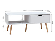 RILEY 1 Drawer Wooden Coffee Table - WHITE 