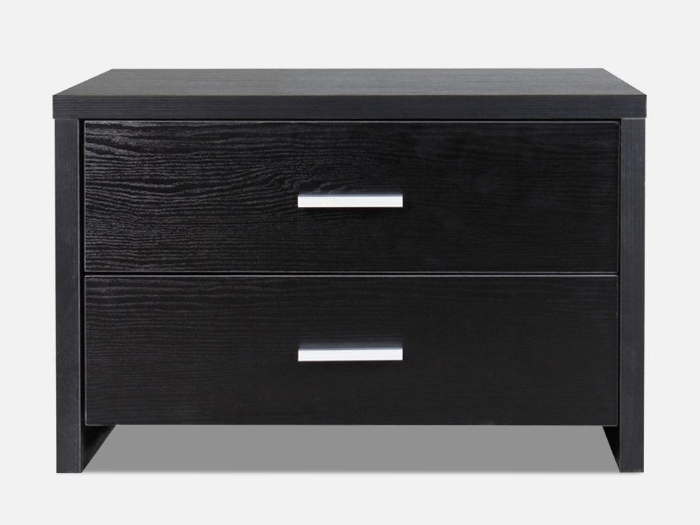 ABEL Bedside Table with 2 Drawer - BLACK