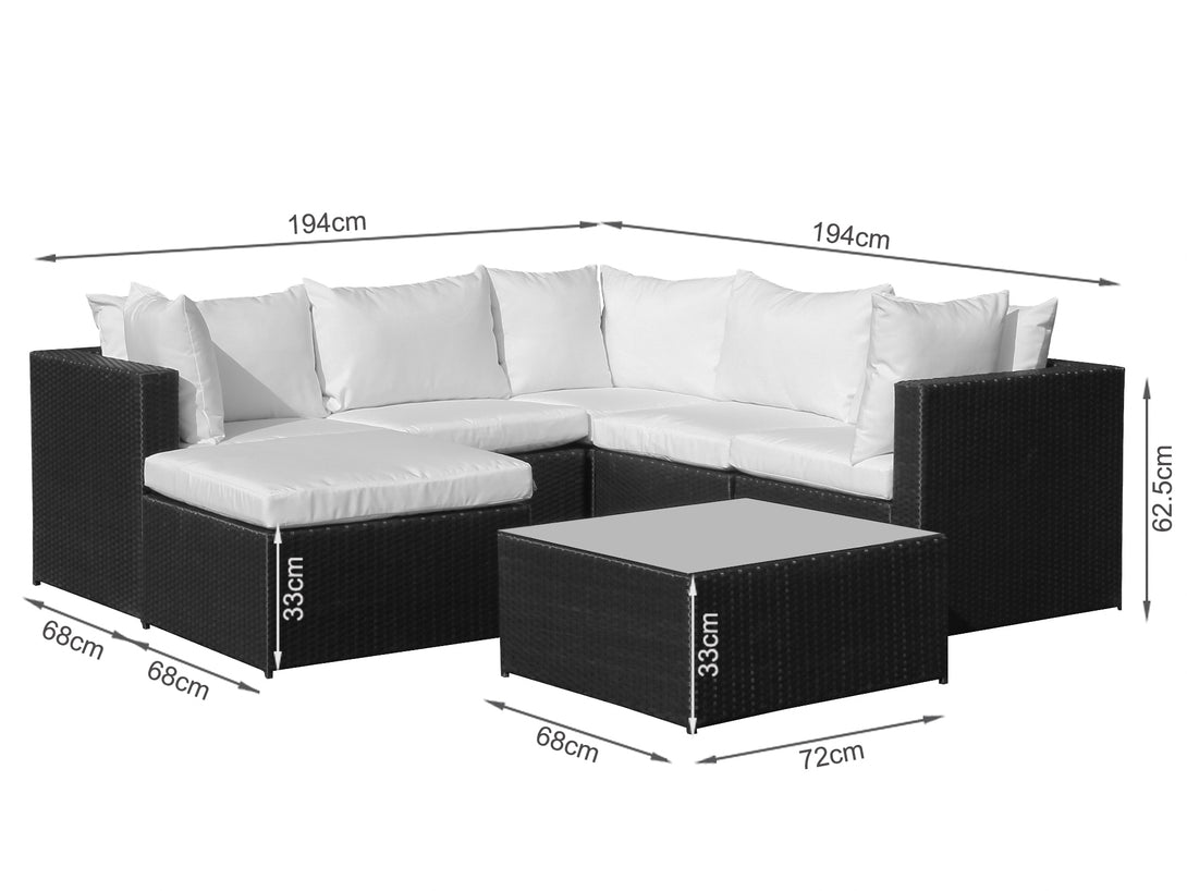 VERONA Rattan Outdoor Sofa Set 7PCS - WHITE