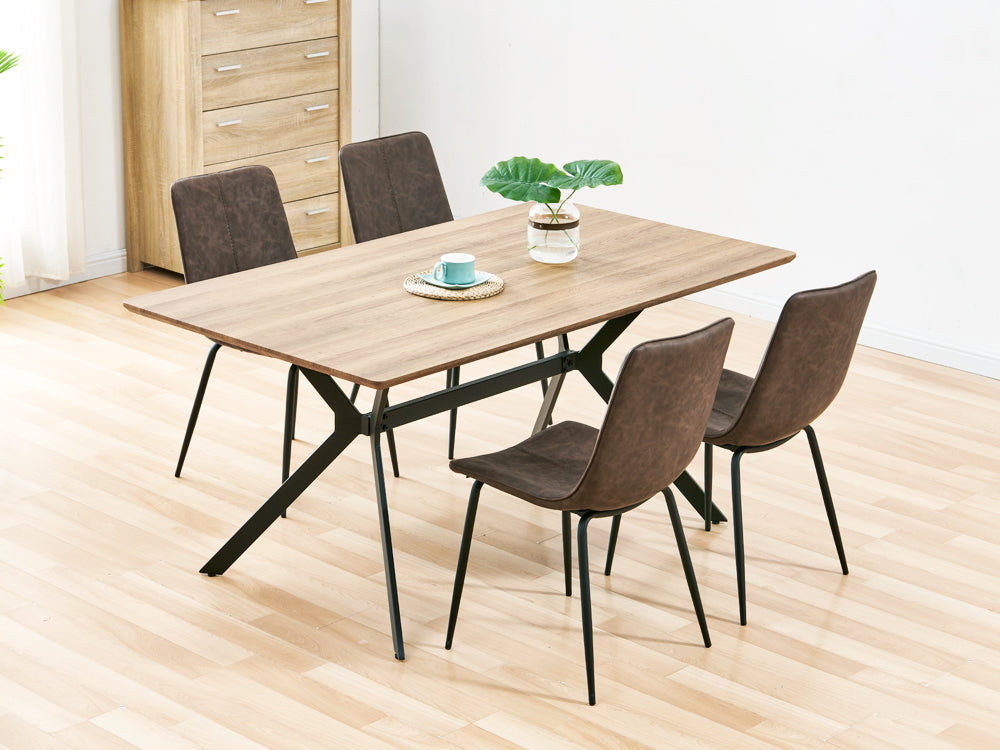 ROWAN 4PCS Dining Chair - BROWN