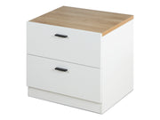 ZACH Wooden Bedside Table with Drawers - WHITE