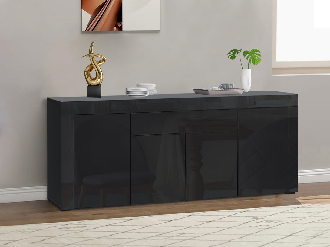 GUIER High Gloss Sideboard Buffet Table - BLACK