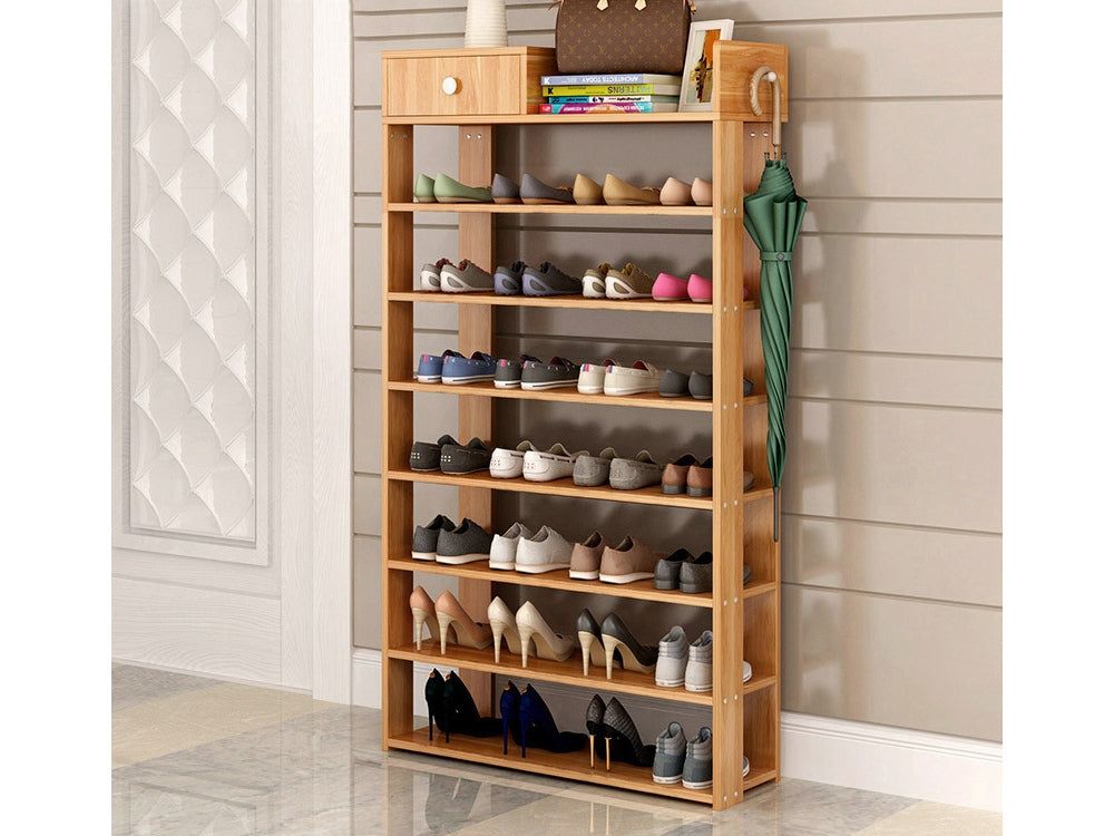 PUKAKI 8 Tiers Shoe Rack Organiser Shelf - MAPLE