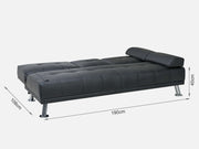 VENICE 3 Seater Sofa bed with Cup Holders - BLACK