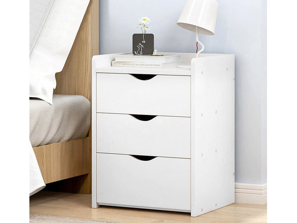 THEO Bedside Table Nightstand - WHITE